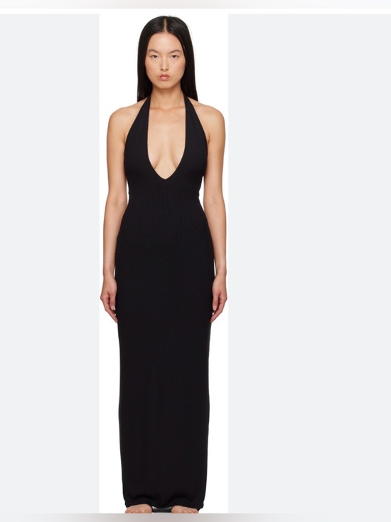 SKIMS Dresses & Skirts - SKIMS SOFT LOUNGE BLACK HALTER DRESS NWT SIZE MEDIUM